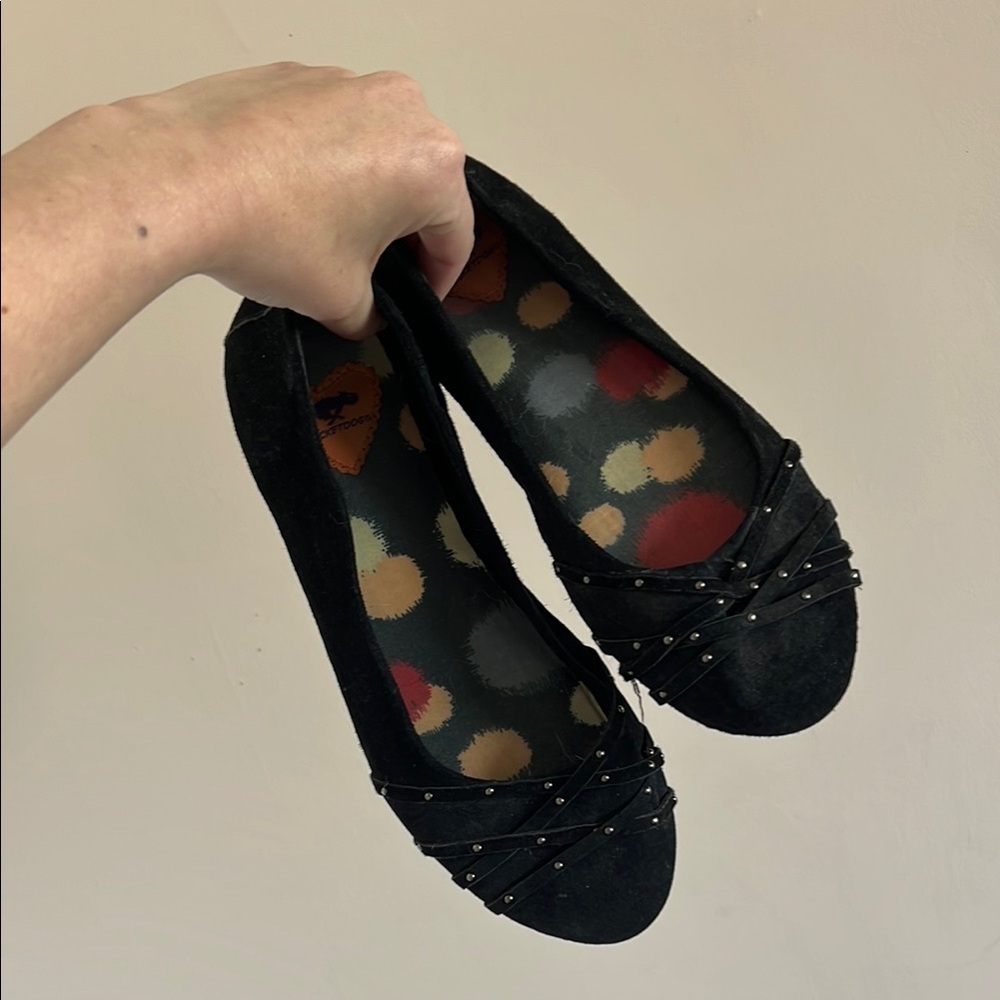Rocket Dog Black Flats with Studded Detail